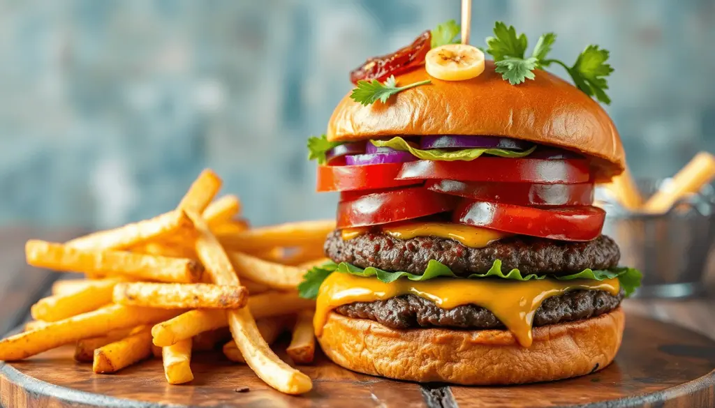 Hvad er en burger med fritter? 12