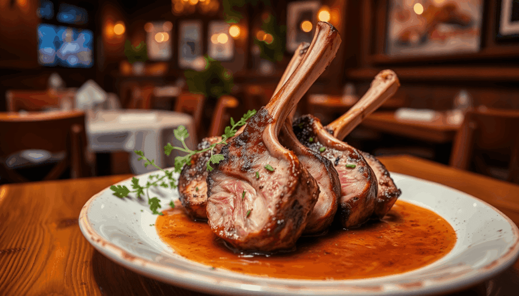 Hvilken restaurant har lammekoteletter? 1
