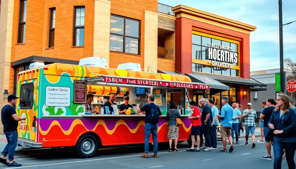 Farverig Madvogn Der Serverer Glade Kunder Udendoe 4e3564bc Ba22 4a71 8c33 29e5f02af8bf