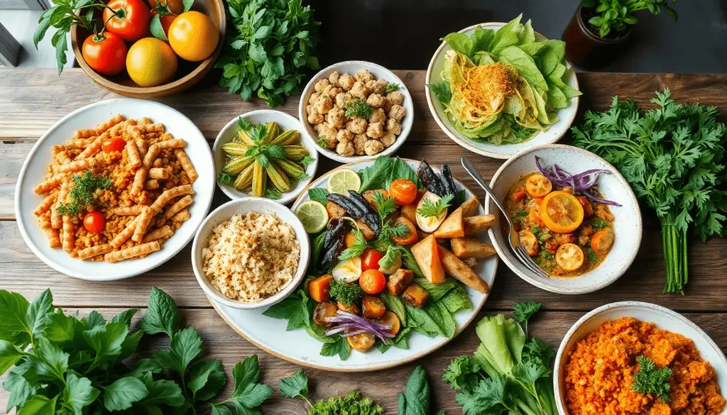 Farverige Plantebaserede Retter Anrettet Paa Et Rus 83d90ab1 43c1 471c 87e9 C3c37659b5e2